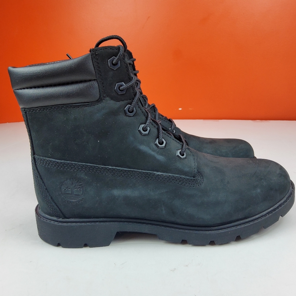 Timberland Womens Linden Wood Waterproof Ankle High Boot Black Nubuck 9M…